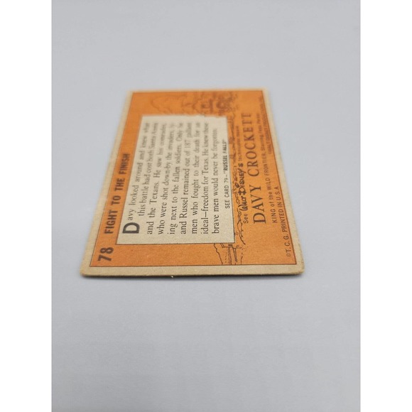 Davy Crockett Fight To The Finish Card 1956 Disney #78 Trading Card - Picture 5 of 6